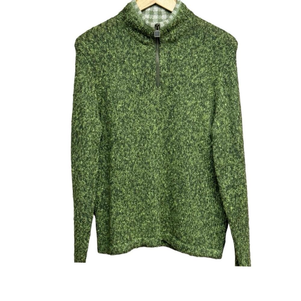 Woolrich Green Marled Quarter Zip Sweater Lt Olive Green GorpCore Hiking Large - Picture 3 of 12